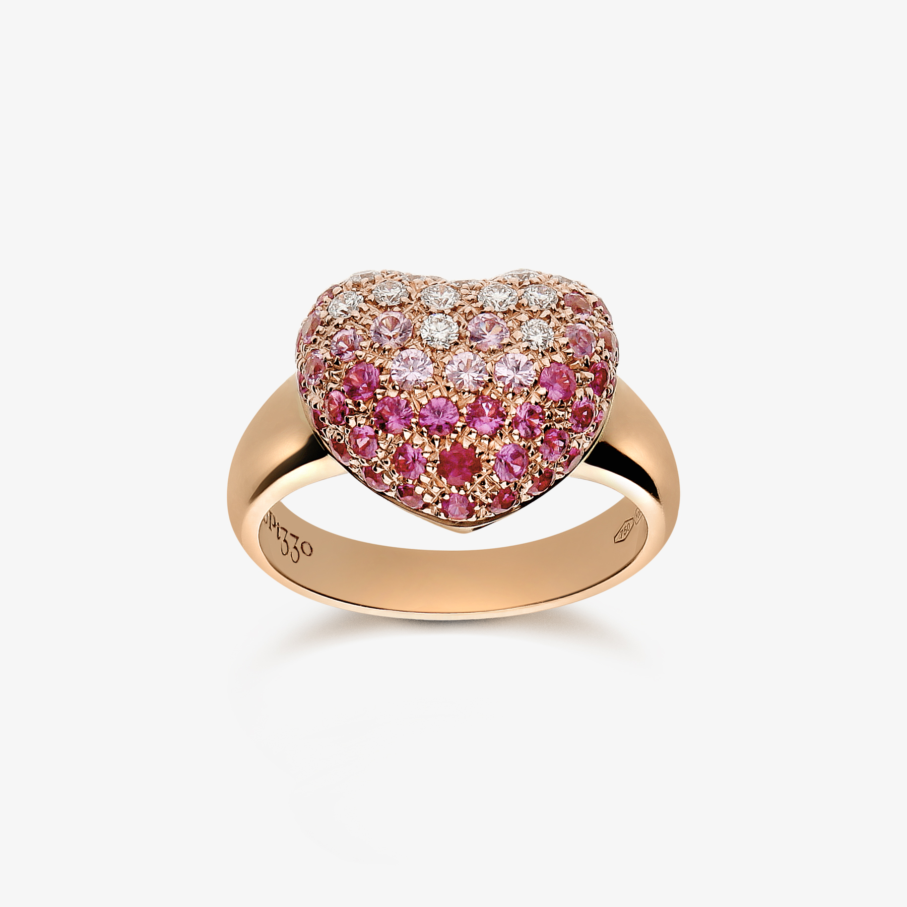 anello cuore zaffiri rosa
